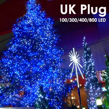 UK Kištukas 100-800LED Spalvotų String Pasakų Žibintai Lauko String Lempos Kalėdų Medžio Šviesos Šalis, LED Dekoras, Šviesos, 220V (10-100M)