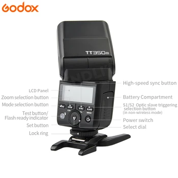 Godox Mini Speedlite TT350C TT350N TT350S TT350F TT350O Fotoaparato Blykstės TTL HSS GN36 Canon Nikon Sony Fuji 