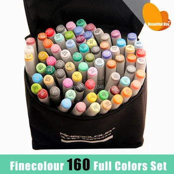 Atnaujintą antros kartos Finecolour alkoholio pagrindu eskizas žymeklis parkeris 160 visą spalvų krepšiai / ping!!