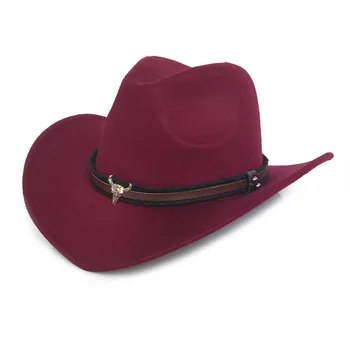 Metalo karvės galva vakarų kaubojaus skrybėlę ir rudenį, ir žiemą vilnonių džiazo skrybėlę fetrinė skrybėlė vyrų ir moterų top hat Drabužių Dekoro Aksesuaras Dovanų