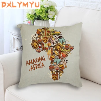 Afrikos Dekoratyvinės Pagalvėlės, Namų Puošybai Sofa Mesti Pagalvę Žemėlapis Plakatas Atspausdintas Kėdė Automobilių Pagalvėlė Aikštėje Užvalkalas pagalvei 45x45 cm