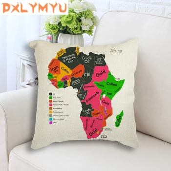 Afrikos Dekoratyvinės Pagalvėlės, Namų Puošybai Sofa Mesti Pagalvę Žemėlapis Plakatas Atspausdintas Kėdė Automobilių Pagalvėlė Aikštėje Užvalkalas pagalvei 45x45 cm