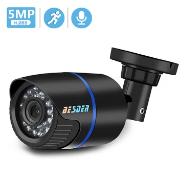BESDER H. 265 Garso IP Kamera 2MP, 3MP 5MP DC 12V POE 48V Lauko Stebėjimo Kameros IP Judesio Aptikimo FTP Saugumo CCTV Camere