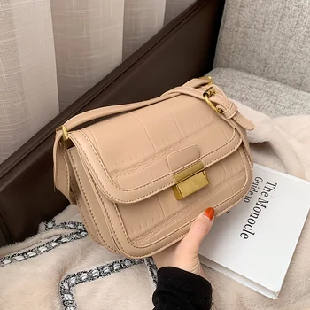 Akmens modelio Aikštėje Crossbody maišelį 2021 Mados Naujų Kokybės langelį PU Oda Moterų Dizaineris Rankinės Grandinės Petį Krepšys