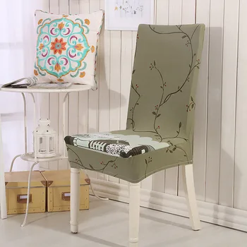 1pc patvarus spandex poliesteris universalus kėdės apima trumpo sielovados gėlės lapai modelio šalis, valgomasis elastinga kėdės sėdynės padengti