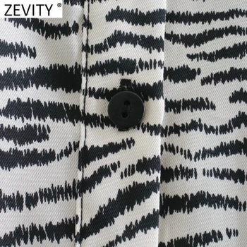 Zevity Naujas 2021 Moterų Senovinių Gyvūnų Tekstūros Spausdinimo Smock Palaidinė Office Ponios ilgomis Rankovėmis Marškinėliai Elegantiškos Retro Blusas Viršūnes LS7492