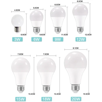 10vnt LED lempos, E27 E14 LED lemputės šviesos srautą galima reguliuoti 24W 20W 15W 12W 9W 6W AC 220V 240V Balta lampara Aliuminio stalinės Lempos šviesos Bombillas