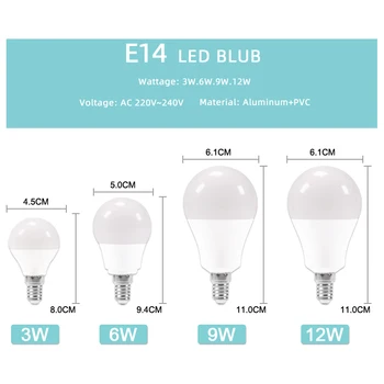 10vnt LED lempos, E27 E14 LED lemputės šviesos srautą galima reguliuoti 24W 20W 15W 12W 9W 6W AC 220V 240V Balta lampara Aliuminio stalinės Lempos šviesos Bombillas