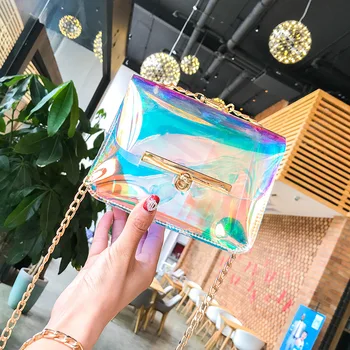 TCGAD Moterų krepšys Skaidrus Holografinis rankinę Moteris Lazerio holograma Karšto maišeliu skaidrus femme 2019 Naujas nouveau Karšto