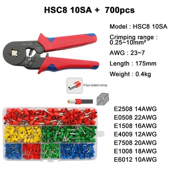 HSC8 6-4A 6-6 MINI TIPO UŽSPAUDIMO TIEKĖJAS 0.25-10mm2 terminalų užspaudimo įrankiai multi įrankis rankas reples hsc8 16-4 6-16mm2