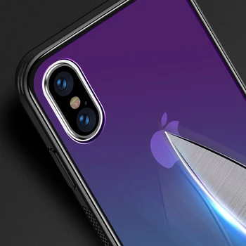Prabanga Gradientas Stiklo Aurora Telefono dėklas Apsauginis Dangtelis Skirtas Apple iphone 11 Pro XS Max XR X 8 7 6 6S Plius