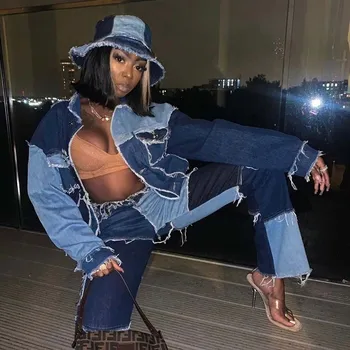 Weekeep Kratinys Harajuku Jean Striukės Moterims 2020 Streetwear 90-ųjų Vintage Mados y2k Estetinės Džinsinio audinio Paltai Atsitiktinis Rudens Striukė