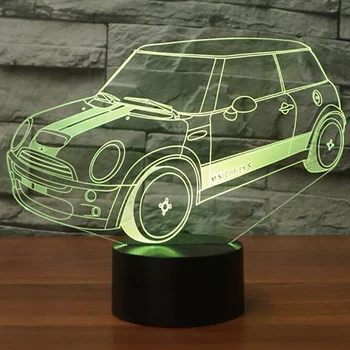 Automobilio Formos LED 3d Naktį, Šviesos, Naujumo Visual USB Stalas Stalo Lempa 7 Spalvų Keitimas Dovana Vaikams