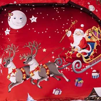 Kalėdų Patalynės Nustatyti Briedžių Santa Claus Snaigės Spausdinti Antklode Padengti Nustatyti Mikropluošto Lova Padengti su Pagalvę Shams
