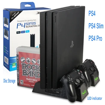 PS4 Vertikalus Aušinimo Stovas Valdytojas Įkroviklis Krovimo Doko Stotis su LED Indikatoriai Žaidimai Saugojimo PS4/PS4Slim/PS4 Pro