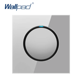 2019 Wallpad 1 Gaujos 1 Būdas Atsitiktiniai Spustelėkite Mygtuką Sienų apšvietimo Jungiklis Su LED Indikatorius Pilka Krištolo Stiklo Skydelis 16A