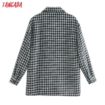 Tangada Moterų Pledas Tvido Paltai Striukės Prarasti ilgomis rankovėmis kišenėje 2020 Ponios Elegantiška Rudens ir Žiemos paltai QJ34