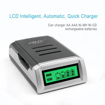 PALO Intelligent LCD Ekranas Baterijos Kroviklis AA / AAA NiCd NiMh Akumuliatorius+8Pcs 1100mAh AAA akumuliatorius