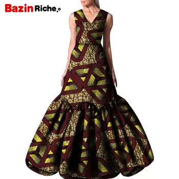 2021 Naują Afrikos, Suknelės Moterims Drabužių Modelius Ankara Dashiki Afrikos Spausdinti ant Grindų ilgis Ilgas Šalis Suknelė Plius Dydis WY5269