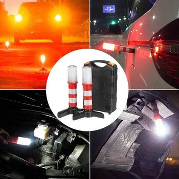 2vnt LED Automobilių Avarinio Įspėjimo Žibintuvėlis Eismo Saugos Signalo Lemputė Šviesos Barikada Pakelės Žibintai 