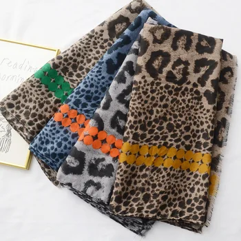 2019 Ispanija Prabangos Prekės ženklo Moterys Leopard Dot Viskozė Šalikas Lady Aukštos Kokybės Pashmina Šaliai ir Antklodės Moterų Foulard Hijab Stoles