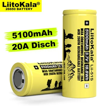 6-30PCS Liitokala LII-51S 26650 20A elektra įkraunama ličio baterija 26650A , 3.7 V 5100mA . Tinka žibintuvėlis