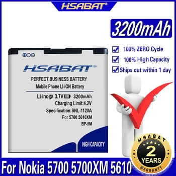 HSABAT 3200mAh BP-5M Baterija, Nokia 5700XM 5610XM 6220 Classic 6500 Slide 8600 Luna 6110 Navigator 5610 5700 7390 6500S