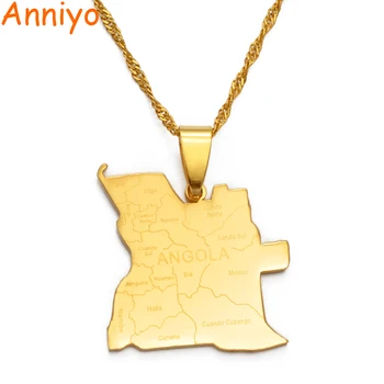 Anniyo Su Miesto Pavadinimas Angola Žemėlapis Pakabukas Kaklo Aukso Spalvos Afrikos Juvelyrika Angolos Šalies Žemėlapių #135621