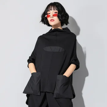 Max LuLu 2019 M. Pavasarį Prabanga korėjos firminio Stiliaus Punk Ponios Streetwear Moterų Black Kratinys marškinėliai Medvilnės Prarasti Atsitiktinis Marškinėlius