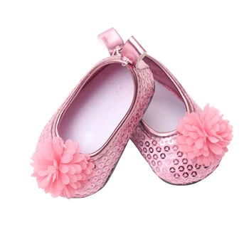 18 colių Mergaičių lėlės batai Blizga princesė suknelė, batai gėlių batai Amerikos naujagimių batų žaislai tinkami 43 cm kūdikių lėlės s153