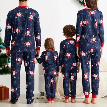 2020 Šeimos Atitikimo Kalėdų Pižama Rinkiniai Kalėdos Suaugusiųjų Tėvas, Motina, Duktė Santa Claus Spausdinti Sleepwear Naktiniai Drabužiai Kostiumas