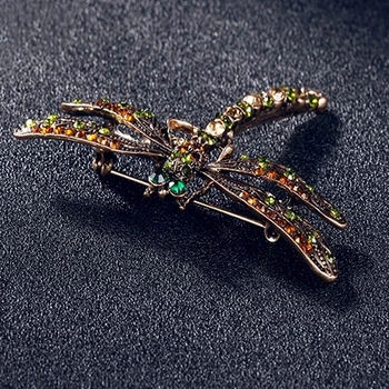 Senovinių Moterų Krištolo Akmens Vestuvių Papuošalai Mielas Dragonfly Šaliai, Sagės Moterų Skanėstas Cirkonis Megztinis, Sijonas Priedai