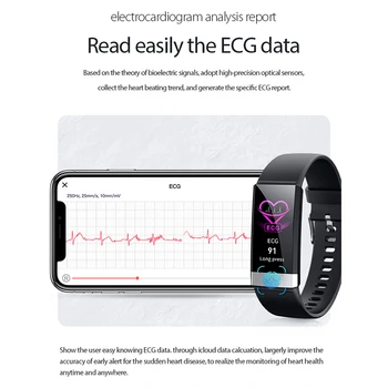 Naujas Smart Apyrankę EKG+PPG+HRV Širdies ritmo Monitorius Kraujo Spaudimo Monitorius Ip68 Vandeniui 