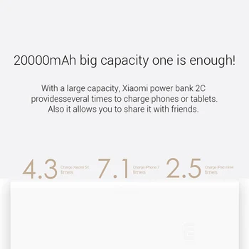 Xiaomi 20000mAh Mi Galia Bankas 3 C Tipo Parama dvikrypčio Greita Įkrovimo QC3.0 Powerbanks už Xiaomi 