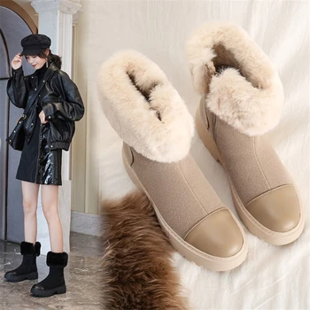 JIANBUDAN Kailio sniego batai Žiemą šiltas moterų Vidurio Blauzdos batai Storio vienintelis Suede mados pliušinis batai Nauji medvilnės batai 34-43 dydis