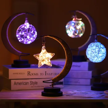 LED Šviesą Naktį Šviesos Kalėdų dovana, rankų darbo, kanapių virvė rotango kamuolys Viešbutis Namų Puošybai Stalo Lempos pasakų Naktį Baterija