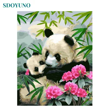 SDOYUNO 60x75cm Dažymas Skaičių Rinkiniai Panda Rėmo Tapybos Numerius 