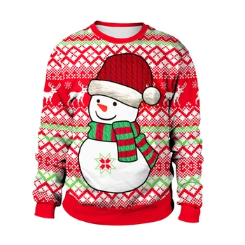 Bjaurusis Kalėdų Džemperis sniego dovana Kalėdų elnių Puloveris Moteriški Vyrai 3D Marškinėliai ir Megztiniai Viršūnes Rudens Žiemos Drabužių