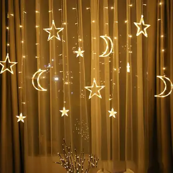 Moon Star Lempos, LED Lempos, Styginių Kalėdų Žiburiai Apdailos Atostogų Žiburiai Užuolaidų Lempos Vestuvių Neon Žibintų