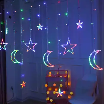 Moon Star Lempos, LED Lempos, Styginių Kalėdų Žiburiai Apdailos Atostogų Žiburiai Užuolaidų Lempos Vestuvių Neon Žibintų