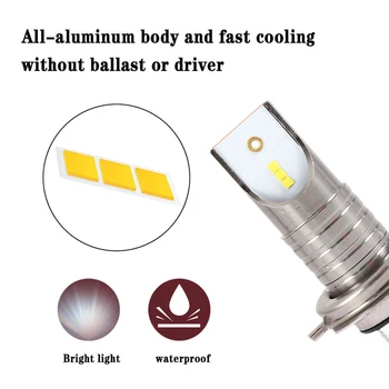 2vnt H7 SPT LED Automobilių Žibintų Lemputės Rūko Žibintai Balta 6000K 32V 55W Automobilio Važiavimo Žibintai