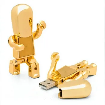 Aukso Mados Robotas, USB 2.0 Flash Drive Metalo 16GB 32GB 64GB 2.0 Pen Drive Pendrive 1 TB 2TB Pendrives Memory Stick Kortelės Klavišą Dovanos