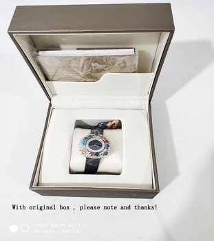 Prabangus Natūralios Odos Watchband Cirkonis Akmuo Kristalas Kvarcinis Laikrodis Dizaineris Turas Dial Watch Laikrodis Skirta Moterims
