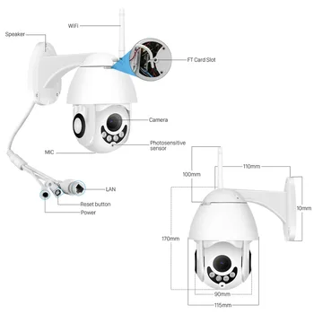 BESDER 1080P HD Wireless IP Camera 2MP PTZ WiFi Speed Dome Apsaugos Kamera, Dviejų krypčių garso, Lauko Kamera, ONVIF Stebėjimo kamerų
