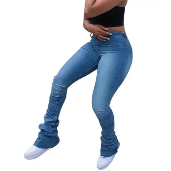 Atsitiktinis Moterų Džinsus, Kelnes Skinny Fitneso Aukštos Wiast Džinsinio Ilgos Kelnės Streetwear Žiemos Drabužiai Moterims, Apranga