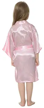 Vaikai Kieto Satino Viskozė Kimono Skraiste Bridesmaid, Kietas Chalatas Vaikų Pižamą Sleepwear Padažu Gow