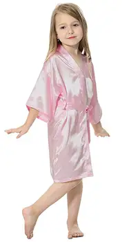 Vaikai Kieto Satino Viskozė Kimono Skraiste Bridesmaid, Kietas Chalatas Vaikų Pižamą Sleepwear Padažu Gow