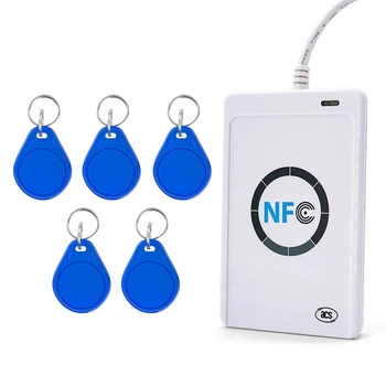 NFC ACR122U RFID Skaitytuvą Rašytojas Kopijuoklis popierinės kopijavimo aparatų matricos beschrijfbare kloon USB S50 13.56 mhz ISO 14443 + 5vnt UID