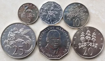 Jamaika 1974-1980 1-5-10-20-50 Centų, Pilnas Komplektas 6 Gabalus Unc Nekilnojamojo Originalus Monetų Kolekcija
