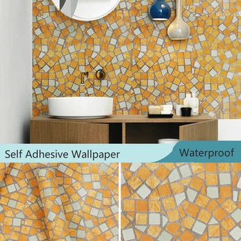 0.45*10m Vonios kambario sienų lipdukai PVC mozaikos tapetai, virtuvė vandeniui plytelių lipdukų plastiko lipni vinilo sienos dokumentai